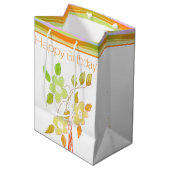 オレンジでアクセント付きのフローラ ミディアムペーパーバッグ (正面アングル)