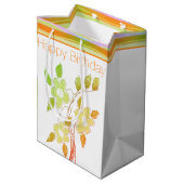 オレンジでアクセント付きのフローラ ミディアムペーパーバッグ (裏面アングル)