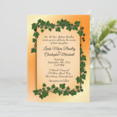 オレンジとつる植物秋の結婚式招待状 招待状 (スタンド正面)