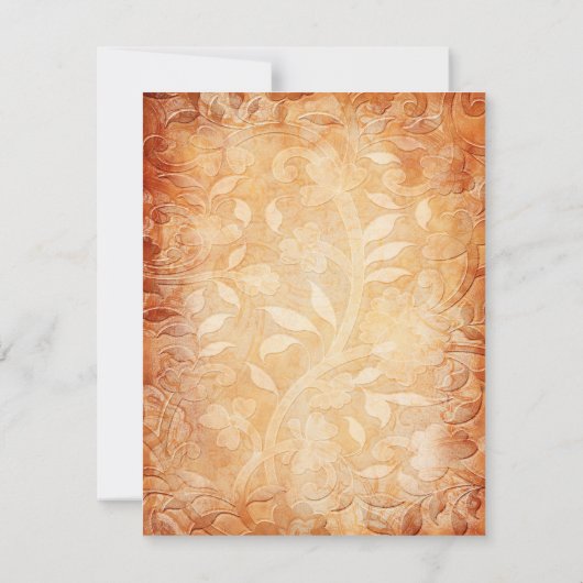 オレンジとアイボリーの花柄返信カード 出欠カード (裏面)