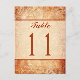 オレンジとアイボリーフローラテーブル番号カード ポストカード