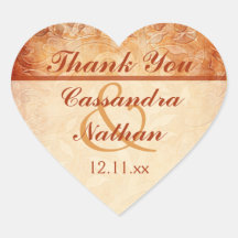 オレンジとアイボリーフローラ結婚式の引き出物シール