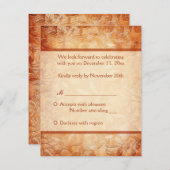 オレンジとアイボリーフローラ返信カード 出欠カード (正面/裏面)