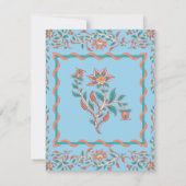 オレンジとアクアブルーの花柄のウェディングシャワー招待状 招待状 (裏面)