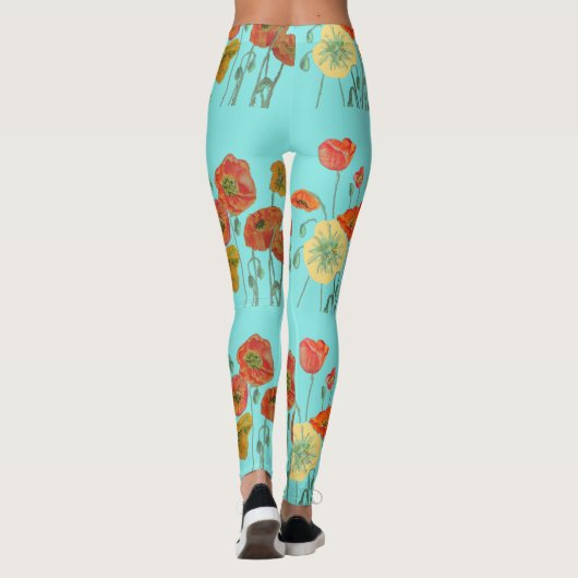 オレンジとアクアポピー水カラーレギンス レギンス (裏面)