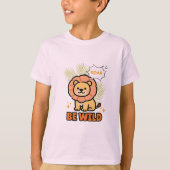 オレンジとイエローのイラストライオン Tシャツ (正面)
