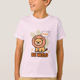 オレンジとイエローのイラストライオン Tシャツ