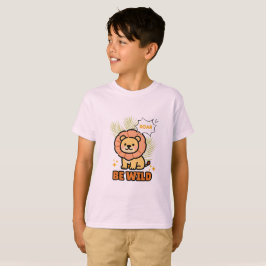オレンジとイエローのイラストライオン Tシャツ