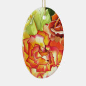 オレンジとイエローのバラの水彩画アート セラミックオーナメント (右)