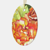 オレンジとイエローのバラの水彩画アート セラミックオーナメント (左)