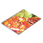 オレンジとイエローのバラの水彩画アート ノートブック (左側)