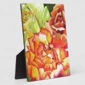 オレンジとイエローのバラの水彩画アート フォトプラーク (側面)