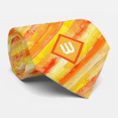 オレンジとイエローの水彩ストライプ ネクタイ (ロール)