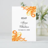 オレンジとイエローの秋の結婚式 出席・欠席返信カード 招待状 (スタンド正面)