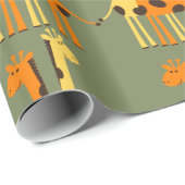 オレンジとイエローキリンのラッピング紙 ラッピングペーパー (ロールコーナー)