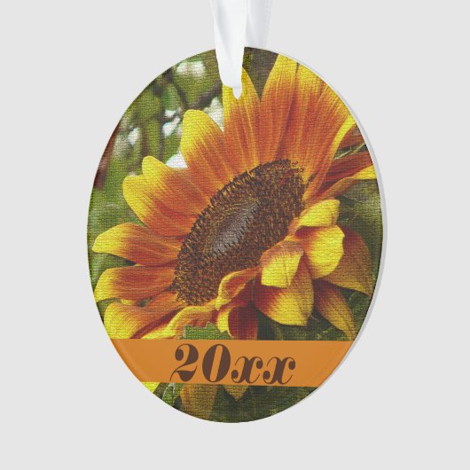 オレンジとイエローサンフラワーオーナメント オーナメント (正面)