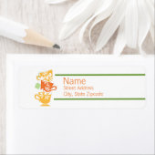 オレンジとイエローティー差出人住所ラベル ラベル (インサイチュ)