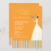 オレンジとカラフルなストライプの結婚前お祝いパーティー招待状 招待状 (正面/裏面)