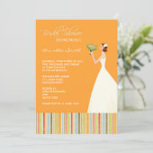 オレンジとカラーのストライプブライダルシャワー招待状 招待状 (スタンド正面)