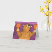 オレンジとクマ/ノートカード カード (黄色い花)