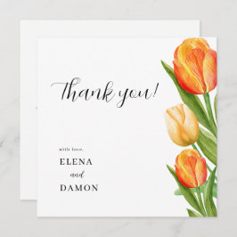 オレンジとクリームチューリップ結婚ズ サンキューカード
