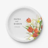 オレンジとクリームチューリップ結婚ズ ペーパープレート (正面)
