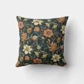 オレンジとクリームフローラ植物模様 クッション (裏面)