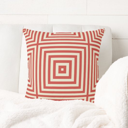 オレンジとクリーム幾何学的プリント装飾用クッション クッション