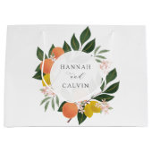 オレンジとグリーンのウェディング ラージペーパーバッグ (正面)