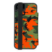 オレンジとグリーンのカモフラージュ ミリタリー 軍用 INCIPIO iPhoneウォレットケース (フォリオ裏面)