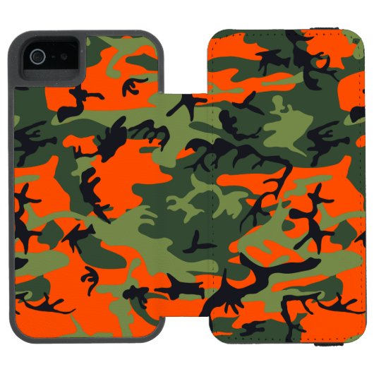 オレンジとグリーンのカモフラージュ ミリタリー 軍用 INCIPIO iPhoneウォレットケース (フォリオ Open)