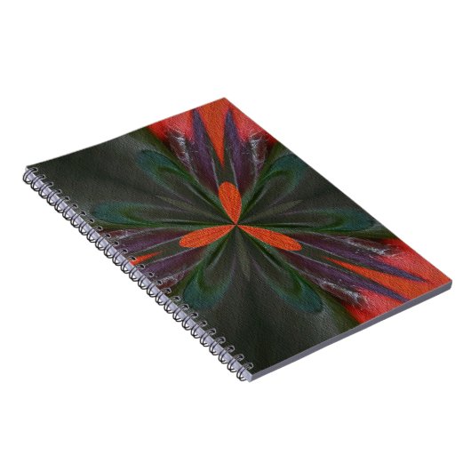 オレンジとグリーンのシェイプ抽象芸術アートノートブック ノートブック (右側)