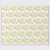 オレンジとグリーンのフローラ ラッピングペーパー (フラット)