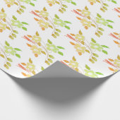 オレンジとグリーンのフローラ ラッピングペーパー (角)