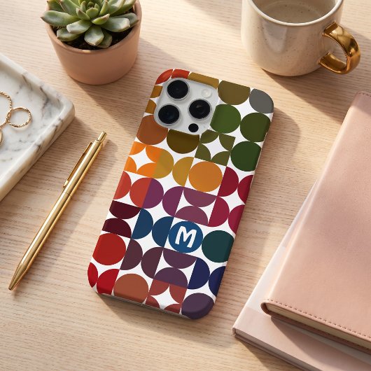 オレンジとグリーンのミッドセンチュリーアート(名入れ可) Case-Mate iPhoneケース