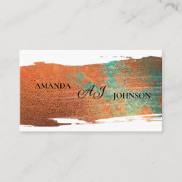 オレンジとグリーンのミニマルモダンプロフェッショナル 名刺