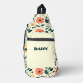 オレンジとグリーンのレトロフローラ スリングバッグ (正面)