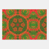 オレンジとグリーンの万華鏡のように千変万化するパターンラッピング紙 ラッピングペーパーシート (正面3)