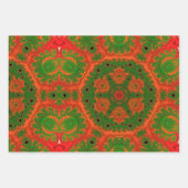 オレンジとグリーンの万華鏡のように千変万化するパターンラッピング紙 ラッピングペーパーシート (正面2)