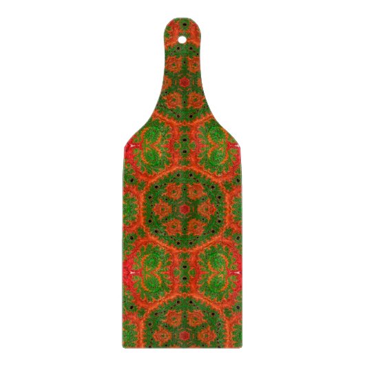 オレンジとグリーンの万華鏡のように千変万化するパターン切り盤 カッティングボード (正面)