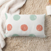 オレンジとグリーンの水玉模様 ランバークッション (ブランケット)