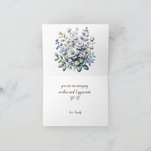 オレンジとグリーンの花 ハッピーマザーズデー サンキューカード (内部)