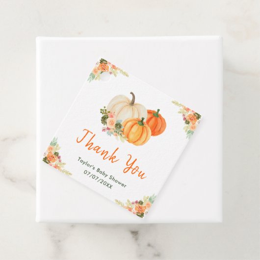 オレンジとグリーンカボチャ赤ちゃんシャワーありがとう フェイバータグ (インサイチュ)