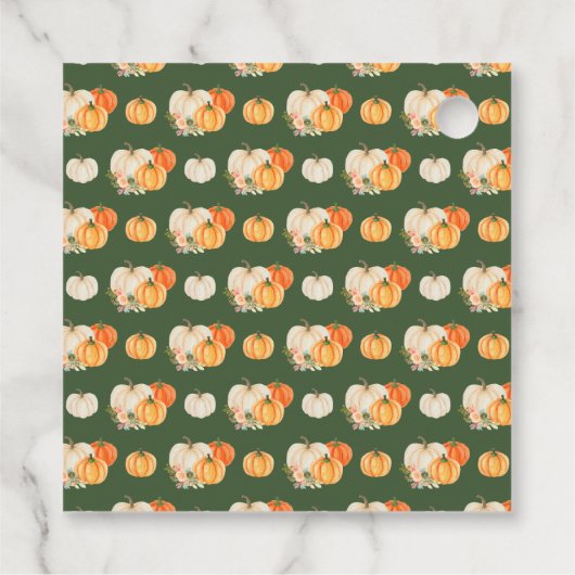 オレンジとグリーンカボチャ赤ちゃんシャワーありがとう フェイバータグ (裏面)