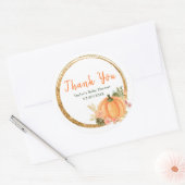 オレンジとグリーンカボチャ赤ちゃんシャワーありがとう ラウンドシール (封筒)