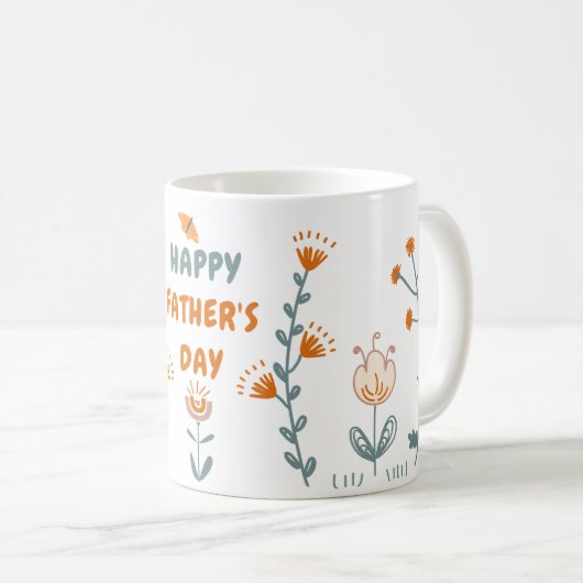 オレンジとグリーンシンプルの父の日の個人的なマグカップ コーヒーマグカップ (正面右)