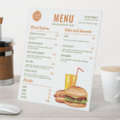 オレンジとグリーンハンバーガーレストランのメニュー価格 台座サイン (インサイチュ)