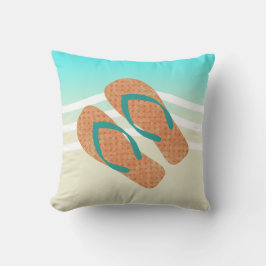オレンジとグリーンビーチサンダルアクアビーチ波 アウトドアクッション