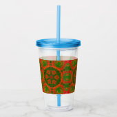 オレンジとグリーン万華鏡のように千変万化するパターンアクリルタンブラー アクリルタンブラー (正面)