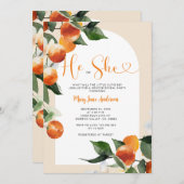 オレンジとグリーン 男の子?女の子? 招待状 (正面/裏面)